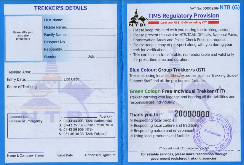 Trekking permit 1